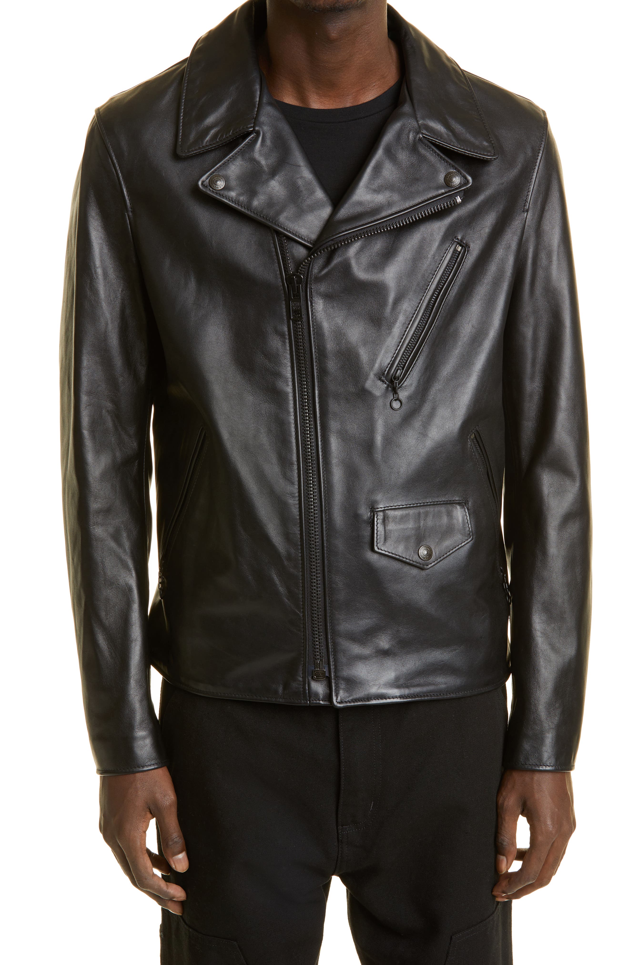 Mens Real Leather Motorcycle Perfecto Jacket Short Casual Brand New Free Deliver